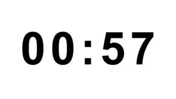 One minute display timer countdown animation isolated on white background video
