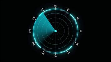 rör på sig navigering radar skärm visning mål animering isolerat på svart bakgrund video