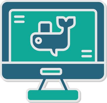 Docker Container Instance Glyph Dual Tone Sticker vector