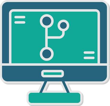 Git Version Control Tool Glyph Dual Tone Sticker vector