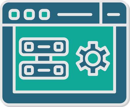 servidor lado representación proceso glifo doble tono pegatina vector