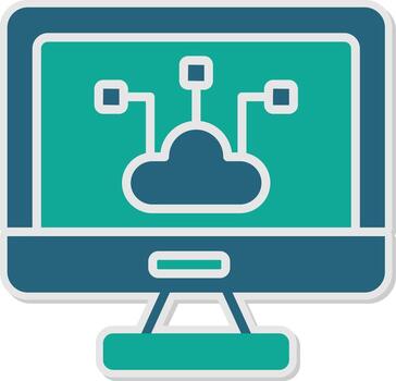 borde informática nodo icono glifo doble tono pegatina vector