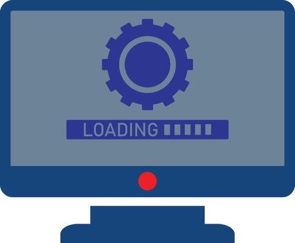 Computer screen with loading animation and gear icon vector