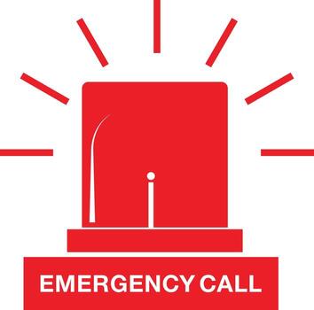 Red emergency siren light with emergency call text graphic vector