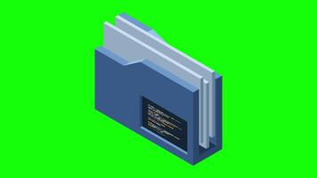 isometrisk mapp animation. nätverk mapp. delad mapp. moln data lagring. databas mapp server teknologi. isometrisk teknologi. 4k animerad i isometrisk stil video