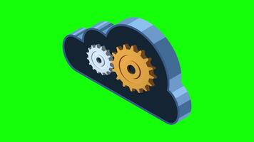 Isometric cloud computing animation. Cloud technology concept. Web hosting concept. Isometric technology. 4K animated in isometric style video