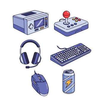 un conjunto de diferente electrónico dispositivos incluso un computadora, teclado, ratón y controlador vector