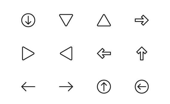 Circle and Arrow Icons with creative flat lines for circular motion, target direction, and process flow visuals in modern UI and UX projects. vector
