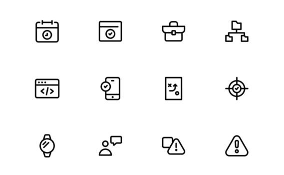 Technology and Development Icons with balanced flat design for coding, robotics, and tech development in web, mobile, and digital applications. vector