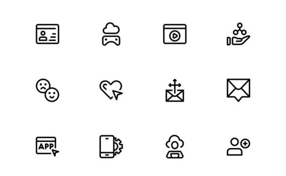 Social Sharing Icons with stylish minimal design for community growth, online posting, and digital communication visuals in modern platforms. vector