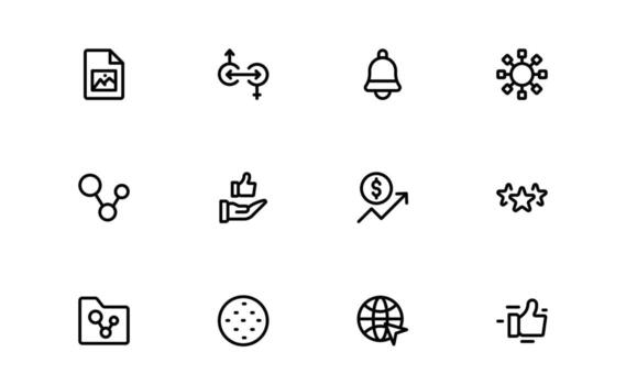 Social Sharing Icons with modern flat style for community engagement, message exchange, and connection visuals in digital dashboards. vector