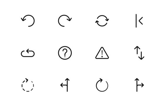Circle and Arrow Icons with stylish minimal design for circular arrows, process loops, and navigation rotation visuals in digital platforms. vector