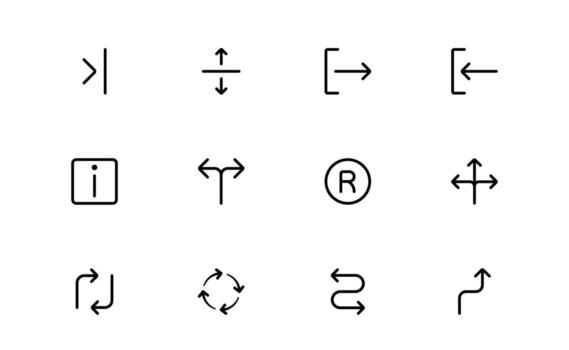 Circle and Arrow Icons with clean flat outline for motion cycles, process flow, and direction arrows in UI and UX interface applications. vector