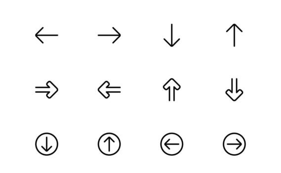 Circle and Arrow Icons with modern flat style for navigation flow, progress rotation, and data motion in digital dashboards and app designs. vector