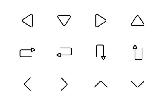 Circle and Arrow Icons with modern minimal outline for data direction, loading visuals, and rotation indicators in mobile apps and websites. vector