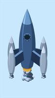 Isometric rocket animation. Space rocket. Futuristic rocket. Startup rocket business project. Successful project launch mission. Isometric technology. 4K animated in isometric style. video