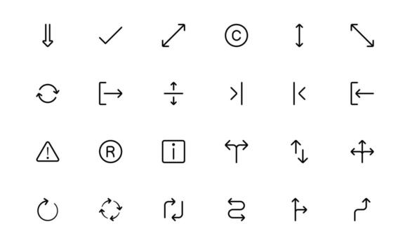 Circle and Arrow Icons with creative flat lines for target focus, circular progress, and navigation elements in UI and UX system designs. vector