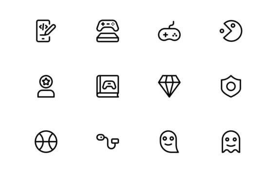 juego de azar íconos con sencillo mínimo contorno para digital juego sistemas, controladores, y juego de azar configuraciones para sitios web y aplicaciones vector