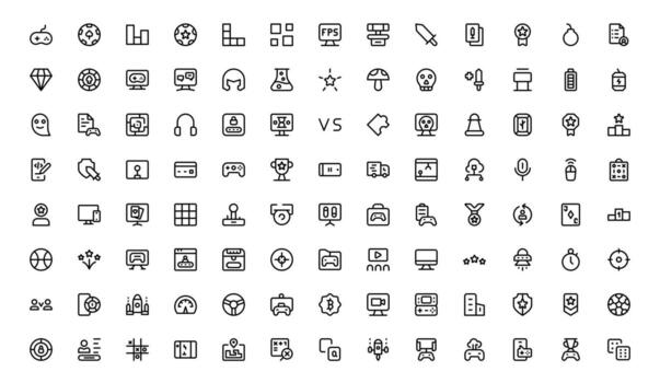 Gaming Icons with balanced flat design for controller buttons, virtual games, and gaming systems in web and mobile applications. vector