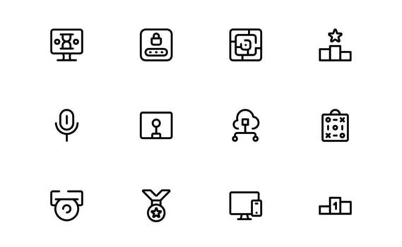juego de azar íconos con plano mínimo contorno diseño para juegos, controladores, y jugador interfaces en moderno aplicaciones y sitios web vector