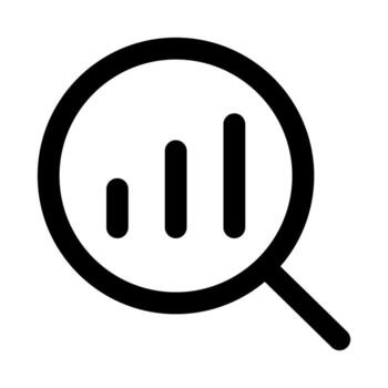 Research Analysis flat minimal outline icon representing data study, investigation, and modern information insights design vector