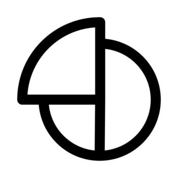 tarta gráfico plano mínimo contorno icono representando datos visualización, Estadísticas, y moderno analítica diseño vector