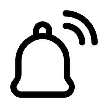 Notification Alarm flat minimal outline icon representing alerts, reminders, and modern digital communication design vector