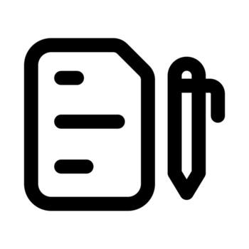 Document Editing flat minimal outline icon representing file modification, content creation, and modern digital writing design vector