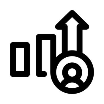 Growth Analysis flat minimal outline icon representing business progress, performance review, and modern data development design vector