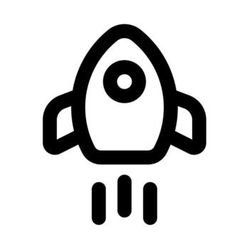 Startup Launch Rocket flat minimal outline icon representing new business growth, innovation, and modern project initiation design vector