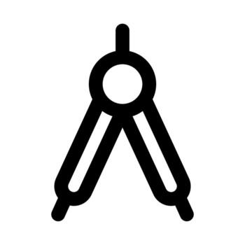 Drawing Compass flat minimal outline icon representing design measurement, geometry, and modern creative drafting tool design vector