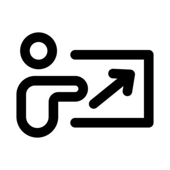 Presentation flat minimal outline icon representing slides, business talk, and modern professional communication design vector