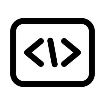 SEO Web Coding flat minimal outline icon representing website development, digital optimization, and modern programming design vector