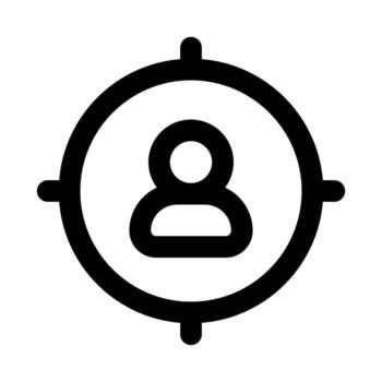 Target Person flat minimal outline icon representing focus, audience, and modern user identification design vector