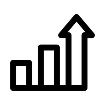 Growing Graph Bar flat minimal outline icon representing business growth, data analysis, and modern performance tracking design vector