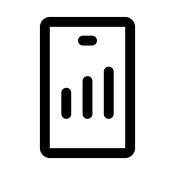 Graph Bar on Smartphone flat minimal outline icon representing mobile data analysis, statistics, and modern digital reporting design vector