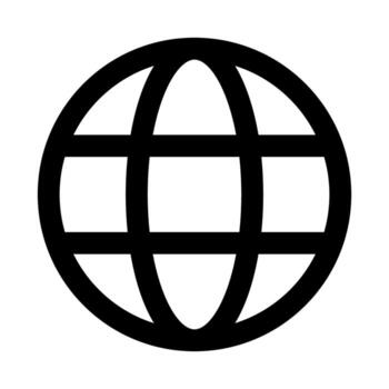 globo plano mínimo contorno icono representando global red, internacional conexión, y moderno digital comunicación diseño vector