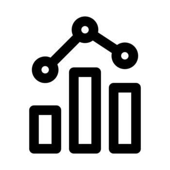 Analytics Graph flat minimal outline icon representing data insights, performance tracking, and modern business analysis design vector