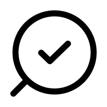 Verify icon in sleek modern outline style illustrating confirmation, approval, authentication, and validation process vector
