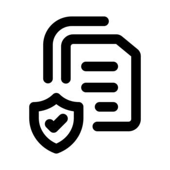 Policy, Secure Document, Identity Verification icon in modern flat outline style illustrating compliance, data protection, and user identity authentication vector