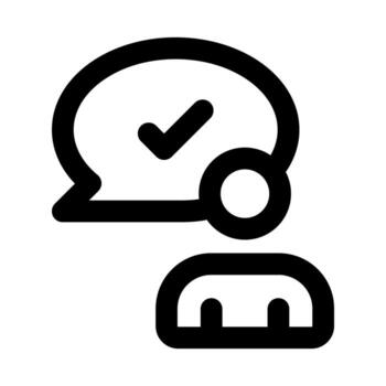 usuario chateando icono en plano mínimo contorno estilo representando mensajería conversacion comunicación y en línea Interacción concepto vector