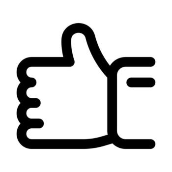 Like, Thumb Up, Thumb Signal icon in modern flat outline style illustrating user approval, positive feedback, and social interaction concept vector