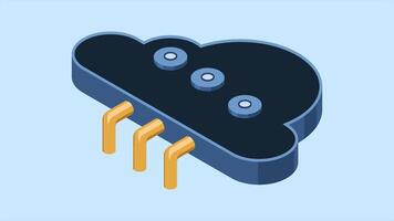 Isometric cloud computing animation. Cloud technology concept. Web hosting concept. Isometric technology. 4K animated in isometric style, video