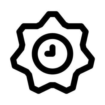 engranaje reloj icono en moderno plano contorno estilo ilustrando hora gestión, Planificación, y flujo de trabajo automatización concepto vector