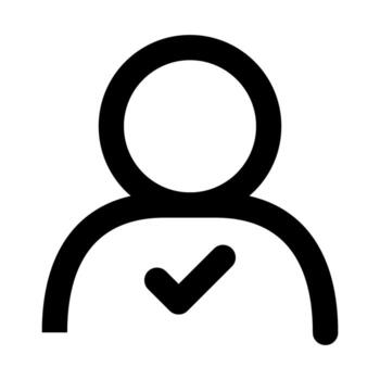 User Approved, Profile, Account Approval icon in modern flat outline style illustrating verified account, profile confirmation, and user authorization concept vector