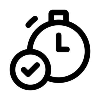 Quick Start, Quick Approval, Clock, Time, Stopwatch icon in modern flat outline style illustrating fast actions, time management, and efficiency concept vector