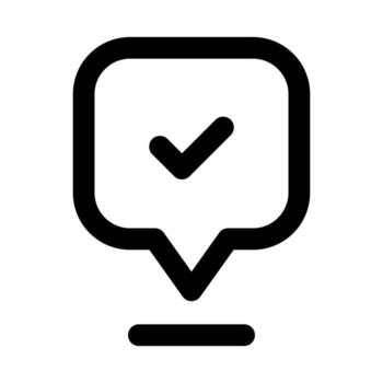 Speech Bubble with Tick icon representing approved messages, confirmed communication, and verified conversation concept vector