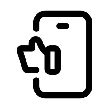 teléfono con me gusta icono demostración usuario aprobación, móvil interacción, y positivo realimentación concepto vector