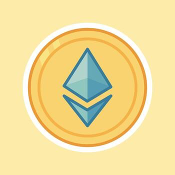 Ethereum Coin Sticker Representing Blockchain. Isolated Illustration vector