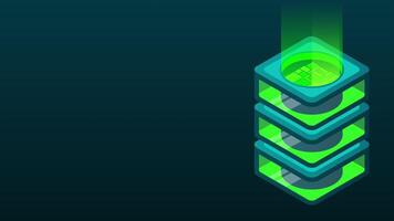 isométrico base de dados animação. isométrico futurista servidor. grande dados isométrico. nuvem Informática e Arquivo nuvem armazenar. isométrico tecnologia. 4k animado. video